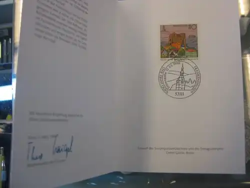 Ministerkarte, Klappkarte klein, Typ VII,
 Bad Frankenhausen 1998 mit Faksimile-Unterschrift des Ministers  Theo Waigel