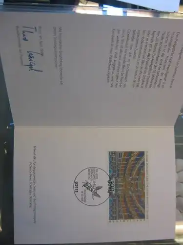 Ministerkarte, Klappkarte klein, Typ VII,
 Opernhaus Bayreuth 1998 mit Faksimile-Unterschrift des Ministers  Theo Waigel