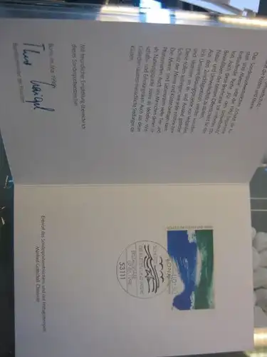 Ministerkarte, Klappkarte klein, Typ VII,
 Umweltschutz 1998 mit Faksimile-Unterschrift des Ministers  Theo Waigel