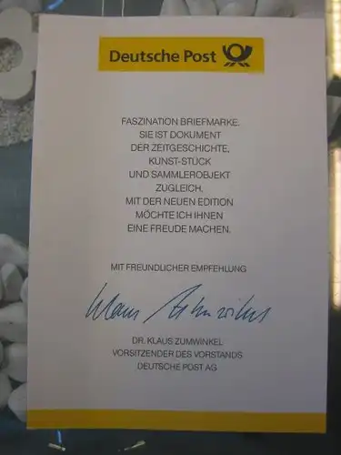 Klappkarte der GD Post, Faltkarte Typ DP1, Telefonseelsorge 1998 mit Faksimile-Unterschrift Klaus Zumwinkel ; Nachfolgekarten der Ministerkarten Typ V