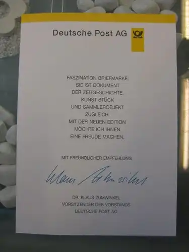 Klappkarte der GD Post, Faltkarte Typ DP1, Deutsche Mark, DM 1998 mit Faksimile-Unterschrift Klaus Zumwinkel ; Nachfolgekarten der Ministerkarten Typ V