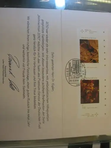 Weihnachtsmarken 2010 auf Weihnachtskarte der DEUTSCHE POST Philatelie mit SST Bonner Weihnachtsmarkt