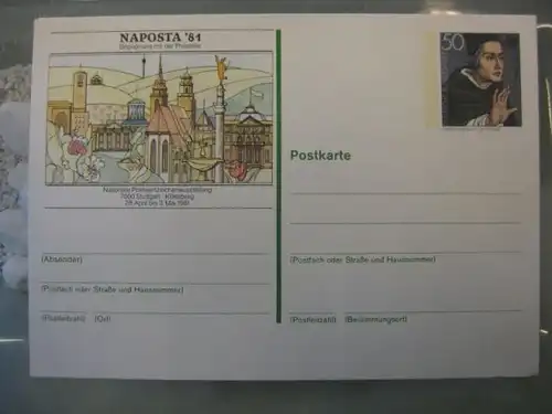 Sonderpostkarte PSo6, NAPOSTA `81Stuttgart