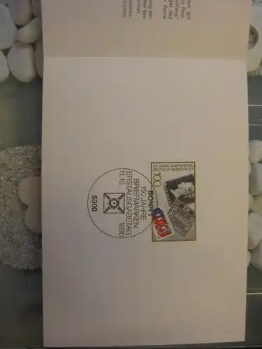 Silberkarte ähnlich wie Ministerkarte, Klappkarte klein, Typ Si, 150 Jahre Briefmarken, 1990