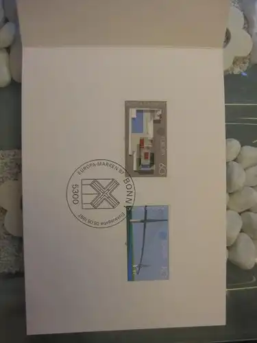 Silberkarte ähnlich wie Ministerkarte, Klappkarte klein, Typ Si, 1987, CEPT, EUROPA-Marken