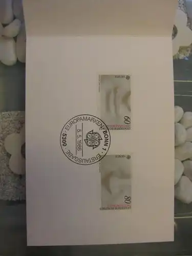 Silberkarte ähnlich wie Ministerkarte, Klappkarte klein, Typ Si, 1986, CEPT, EUROPA-Marken