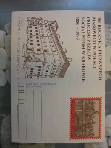 Ganzsache, Postkarte Polen "Sozialisten-Prozess"