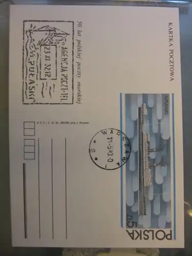 Ganzsache, Postkarte Polen "Handelsmarine Schiffspost"