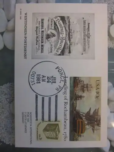 USA Ganzsache, Postkarte Westindien-Postdienst; Hamburg-Amerika-Linie-Zudruck