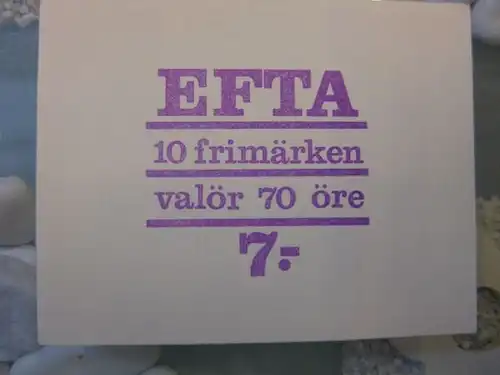 Schweden, Markenheft EFTA, 1967;
mit 10 x MiNr. 573 D; postfrisch