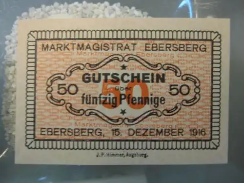 Notgeld, Gutschein 50 Pfennige der Stadt Ebersberg