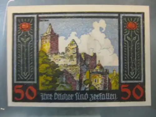 Notgeld 50 Pfennig der Burg Rudelsburg / Saale