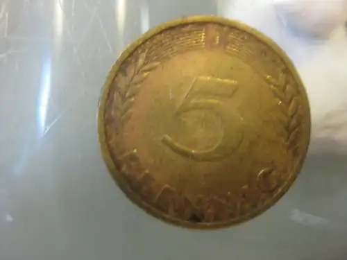 5 Pfennig, 1950, Münze Hamburg, "J"