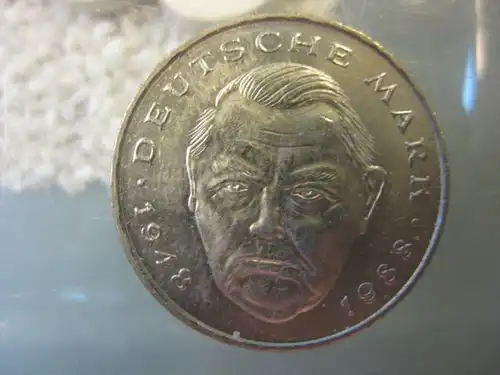 2 DM Gedenkmünze Ludwig Erhard 1988 F