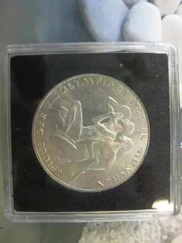 10 DM Silbermünze Gedenkmünze "Olympische Spiele" von 1971, G, in besonderer Kapsel (siehe Artikelbeschreibung), Ausführung stg