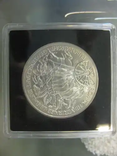 10 DM Silbermünze Gedenkmünze Europäische Verträge von 1987, in besonderer Kapsel (siehe Artikelbeschreibung), Ausführung stg