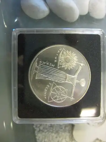 10 DM Silbermünze Gedenkmünze \"EXPO 2000\" von 2000, in besonderer Kapsel (siehe Artikelbeschreibung), Ausführung stg