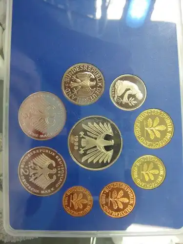 DM Kursmünzensatz, 1988, Münzstätte Stuttgart, F, Polierte Platte, Proof, Spiegelglanz, PP