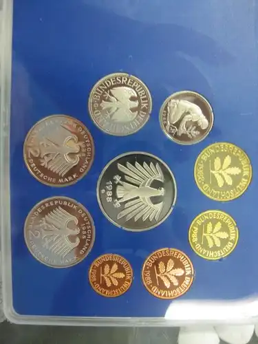 DM Kursmünzensatz, 1988, Münzstätte Karlsruhe, G, Polierte Platte, Proof, Spiegelglanz, PP