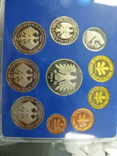 DM Kursmünzensatz, 1984, Münzstätte München, D, Polierte Platte, Proof, Spiegelglanz, PP