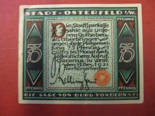 Notgeld Osterfeld, 75 Pf.