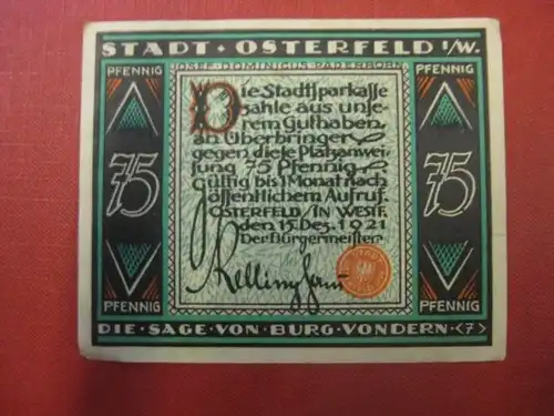 Notgeld Osterfeld, 75 Pf.