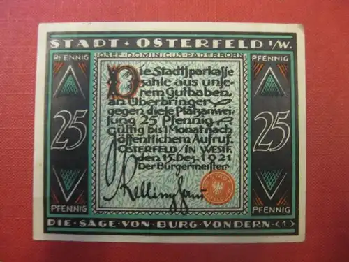 Notgeld Osterfeld, 25 Pf.