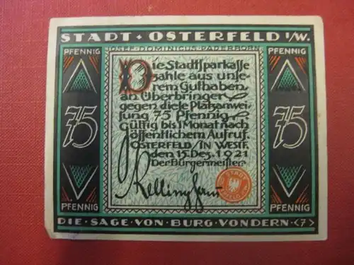 Notgeld Osterfeld, 75 Pf.