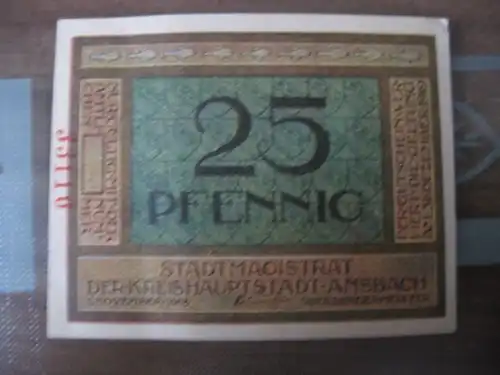 Notgeld, Gutschein Ansbach, 25 Pf.