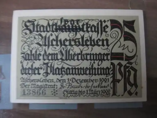Notgeld, Gutschein Aschersleben, 25 Pf.