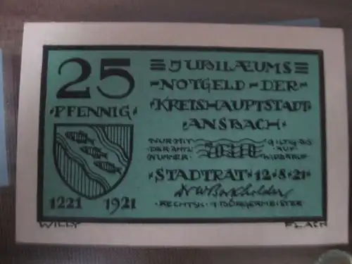 Notgeld, Gutschein, Ansbach, 25 Pf.