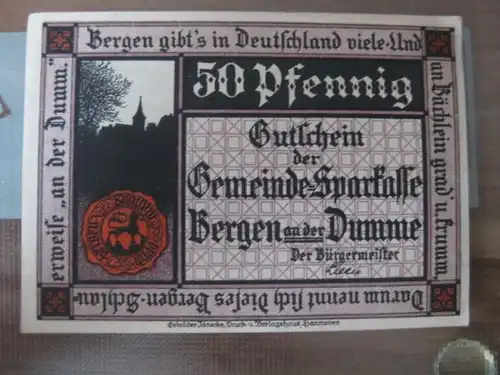 Notgeld Bergen / Dumme, 50 Pf.