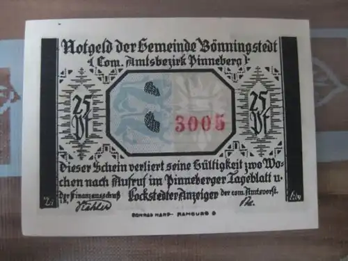 Notgeld Bönningstedt, 25 Pf.