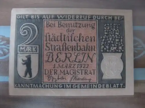 Notgeld Berlin Straßenbahn, 2 Mark