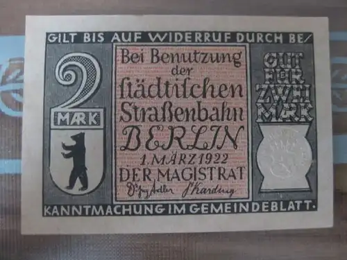 Notgeld Berlin Straßenbahn, 2 Mark