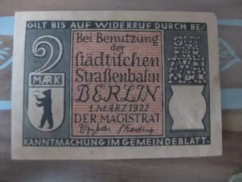 Notgeld Berlin Straßenbahn, 2 Mark