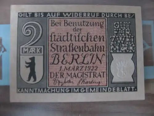 Notgeld Berlin Straßenbahn, 2 Mark