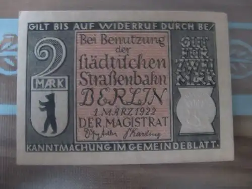 Notgeld Berlin Straßenbahn, 2 Mark