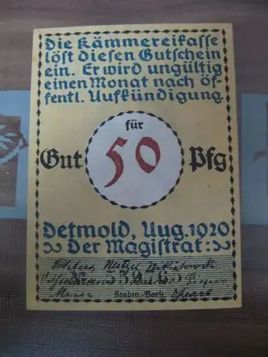 Notgeld Detmold, Lippe-Detmold, 50 Pf.