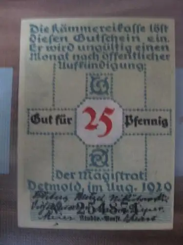 Notgeld Detmold, 25 Pf.