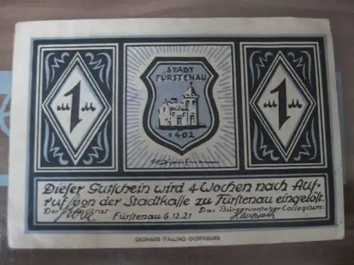 Notgeld Fürstenau, 1 Mark