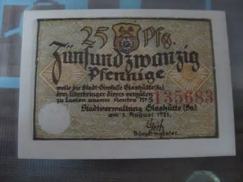 Notgeld Glashütte, 25 Pf.