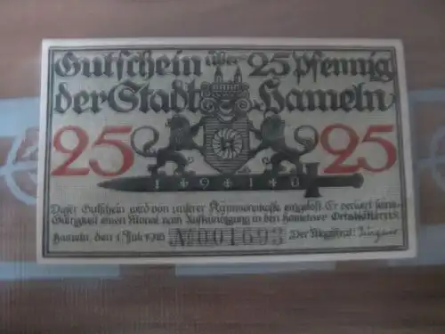 Notgeld Hameln, 25 Pf.