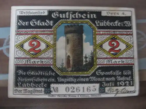 Notgeld Lübbecke i. W., 2 Mark