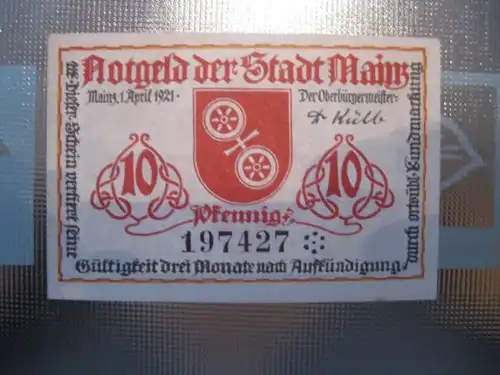 Notgeld Mainz, 10 Pf.