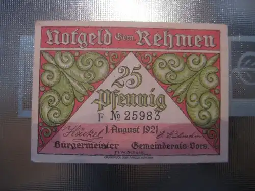 Notgeld Rehmen, 25 Pf.