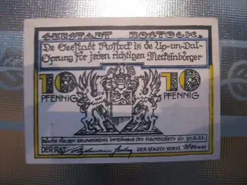Notgeld Rostock, 10 Pf.
