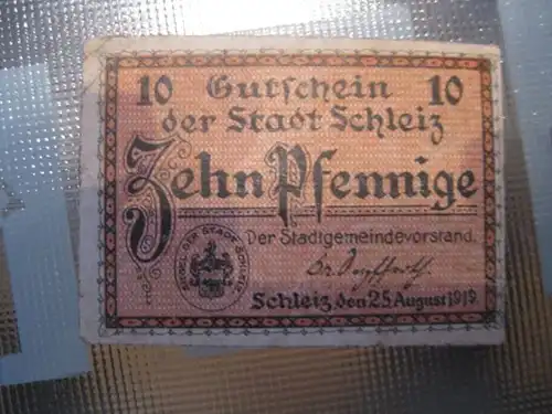 Notgeld Schleiz, 10 Pf.