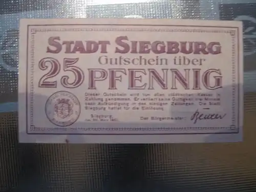 Notgeld Siegburg, 25 Pf.