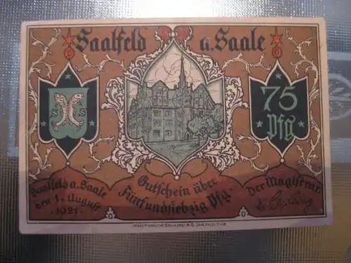 Notgeld Saalfeld, 75 Pf.